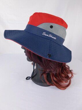SunShade Sun Hat Womens Adjustable Multicolor Mesh Wide Brim Breathable Strap